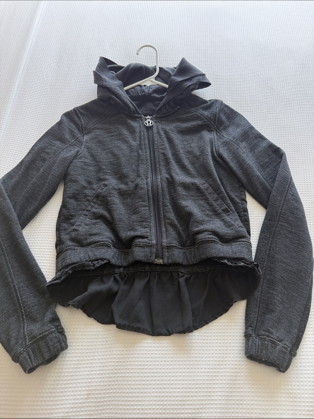 Vintage Lululemon RUFFLE Denim Hoodie Jacket 4